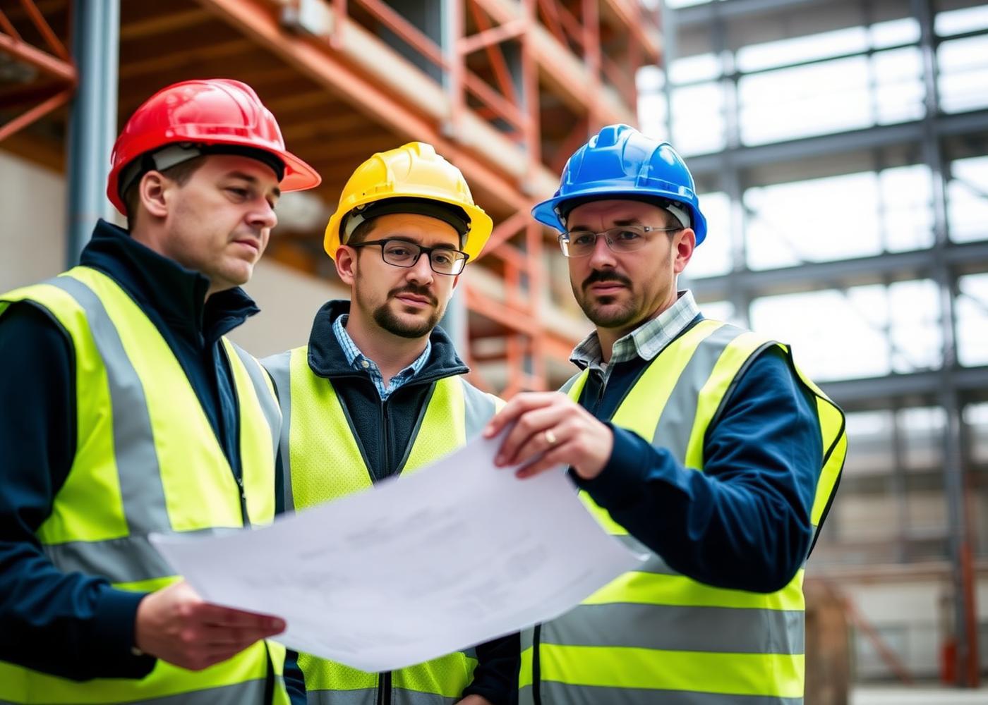 MSA Building Developments team reviewing plans on site
